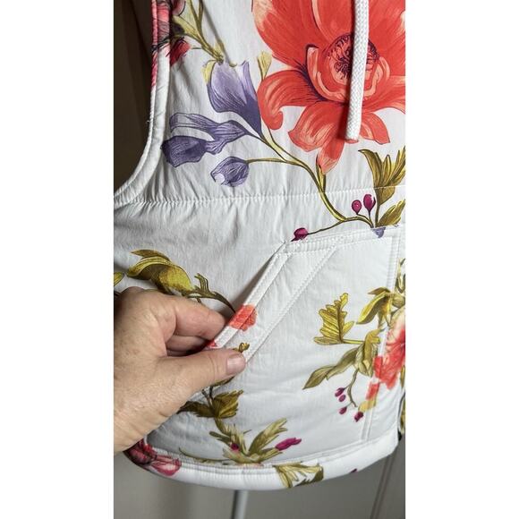 Anthropologie X Daily Practice Hooded Floral Boxy‎ Zip Up Puffer Vest Size Small - Picture 8 of 13
